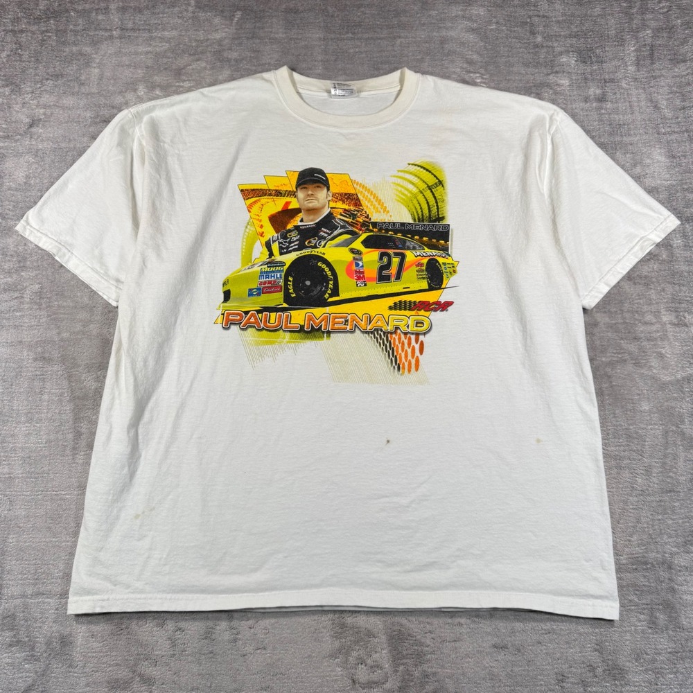 NASCAR Paul Menard Shirt Mens 3XL White #27 RCR Racing Vintage Chase Authentics